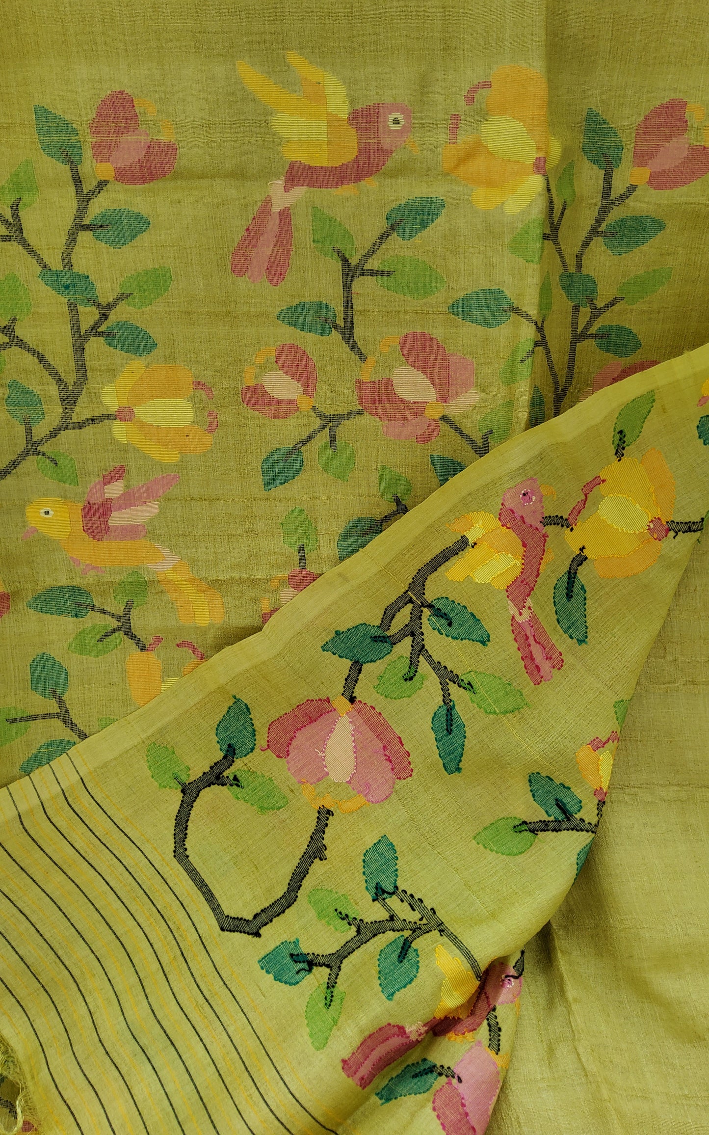 Jamdani Tusser Silk Saree